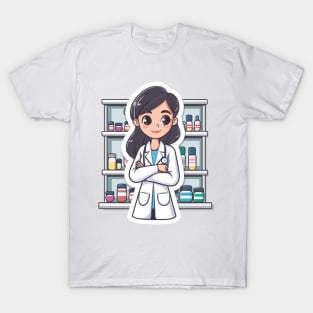 Pharmacist Woman Cute Pharmacy Cartoon Stlye T-Shirt